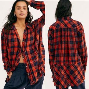 free people lela plaid tunic Buttondown Oversized New S
